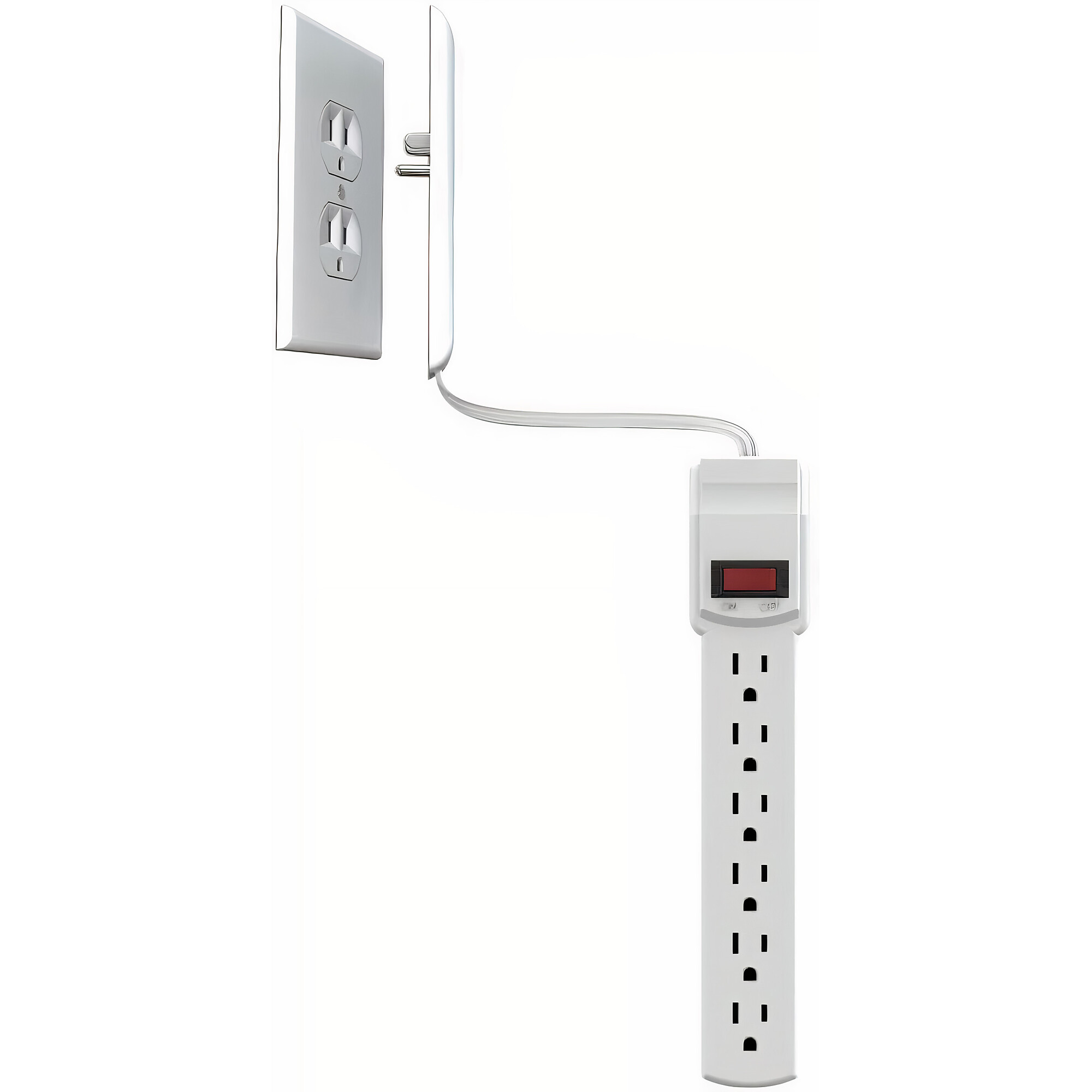 Sleek Socket, 6 Outlet Surge Protector, 3ft. Cord, Cord Length 6 ft, Model# SST-6-S-OVSZ-W